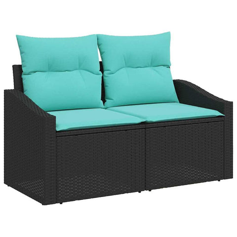 vidaXL Garden Sofa with Cushion Black 123 x 62 x 69cm Poly Rattan,