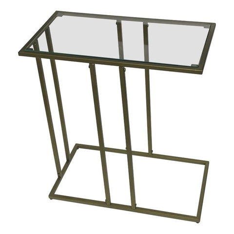 Serena End Table - Tempered Clear Glass - Antique Gold