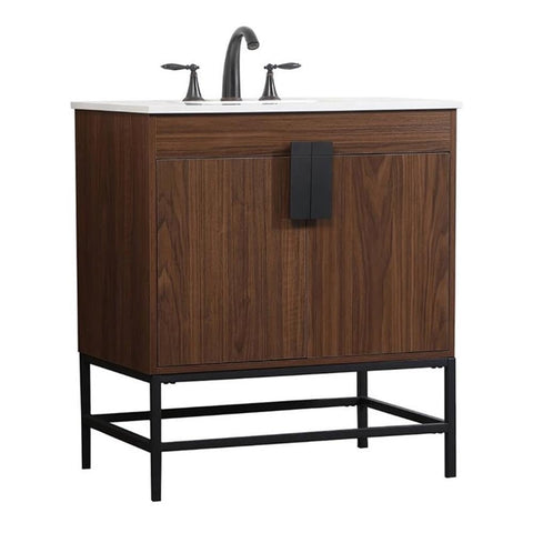 Elegant Decor Indoor Modern Under Sink Bathroom Fixtures Storage Organizer Cabinet 42 inch Single Bathroom Vanity - Black with backsplash