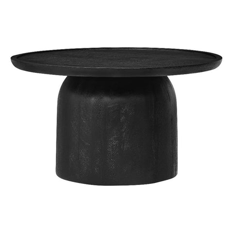 Modway Holloway 30 Inch Round Mango Wood Coffee Table in Black – Contemporary Circle Drum for Living Room – Mid-Century Modern Table with Solid Tabletop