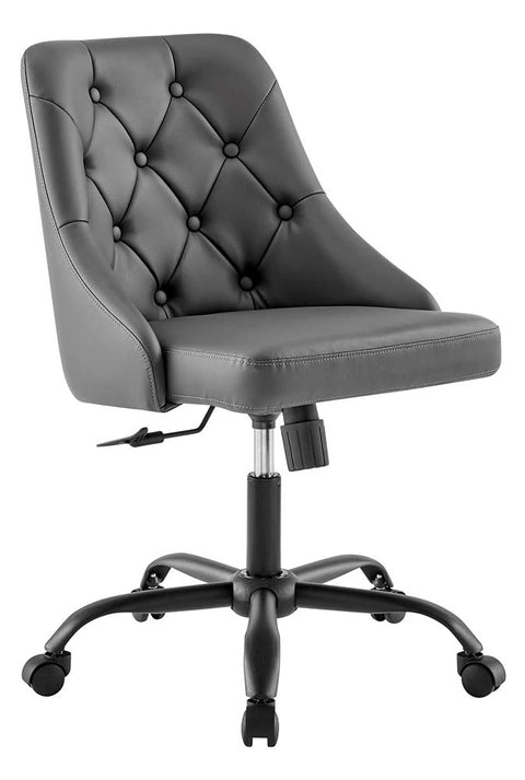 Modway EEI-4370-BLK-GRY Distinct Tufted Swivel Vegan Leather Office Chair, Black Gray