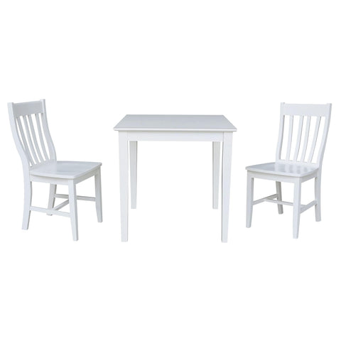 IC INTERNATIONAL CONCEPTS 30" x 30" Solid Wood Dining Table with 2 Chairs in White - 3 Piece Set