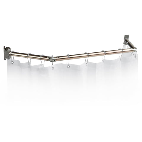 Stromberg Carlson EXT-3542S Extend-A-Shower RV Rod – Hinged Folding Adjustable Shower Curtain Rod for RV and Camper Bathrooms, Durable Space-Saving Design, Satin Finish, 35"-40" Openings