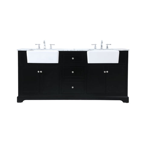 Elegant Decor Franklin 72" Wood Double Bathroom Vanity in Black