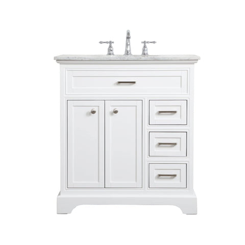 Elegant Decor Aaron 32" Single Marble Top Bathroom Vanity in White