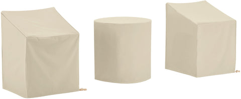 3Pc Outdoor Bistro Furniture Cover Set Tan - 2 Dining Arm Chairs & 1 Bistro Table