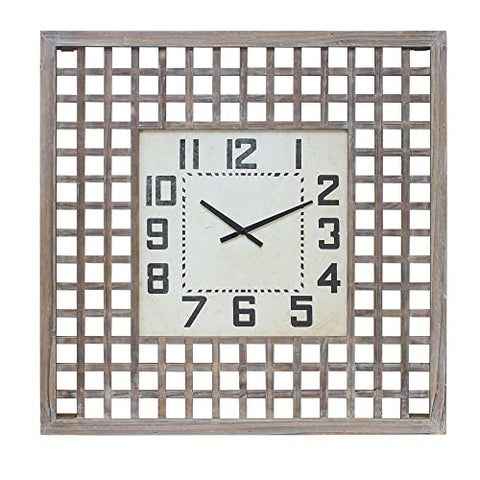 Melrose International Lattice Wood Wall Clock 29.5" SQ
