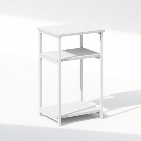 Furinno Simplistic Night Stand, 3-Tier Open Shelf Design Nightstand with Metal Frame, Bedside Table, End Table, Side Table, for Bedroom, Closet, White