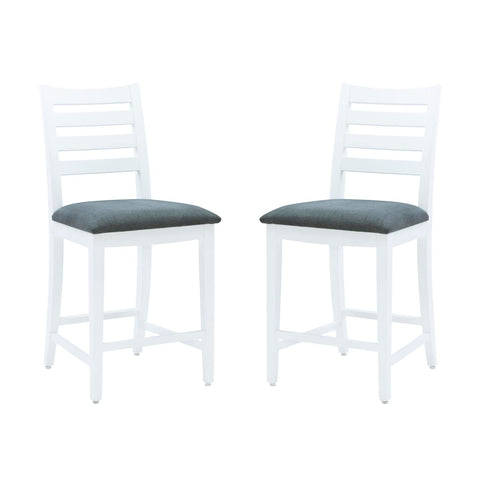Linon Flynn Counter Stool Set of 2, White Finish, Ladderback Design, 300 lb Capacity