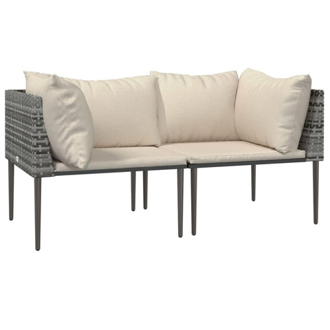 vidaXL Gray Poly Rattan Patio Corner Sofas with Beige Cushions - Modern and Elegant Design, Weather Material, and Comfortable Seat Experience with Modular Configurations