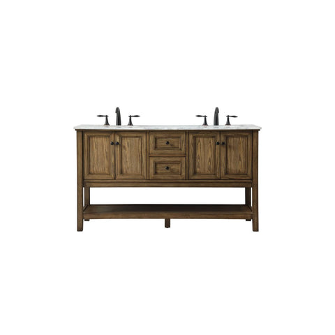 Elegant Decor Metropolis 60" Aluminum MDF Double Bathroom Vanity in Driftwood