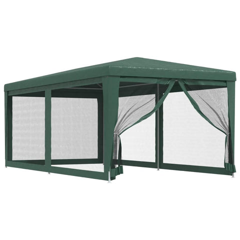 vidaXL Heavy-Duty Party Tent with Mesh Sidewalls, UV and Water-Resistant, Green, Made from High-Density Polyethylene and Iron Frame, 9.8'x19.7