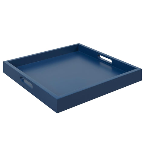 Convenience Concepts Palm Beach Serving Tray 16.75" - Kitchen & Living Room Square Wood Decorative Tray with Handles, Ottoman Accent Tray, Coffee Table Tray, Counter Organization & Storage, Blue
