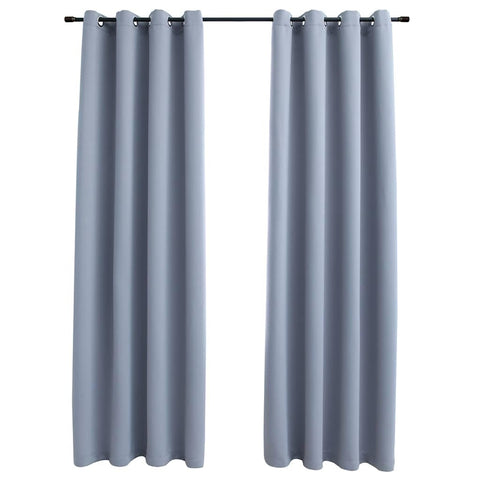 vidaXL Curtains 2 Pcs, Blackout Curtains for Bedroom Living Room, Window Blinds with Rings, Darkening Curtains Drapery, Gray Fabric