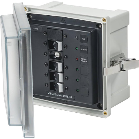Blue Sea Systems 3128 - SMS Panel Enclosure with ELCI (30A) & 3 Branch (15A) - 120V AC by Blue Sea Systems