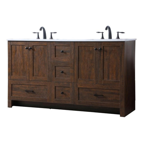 Elegant Kitchen and Bath Soma 60" Solid Wood Double Bathroom Vanity in Espresso