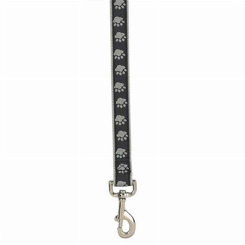 Casual Canine TwoTone Pawprint Dog Lead, 6-Foot x 1-Inch, Black