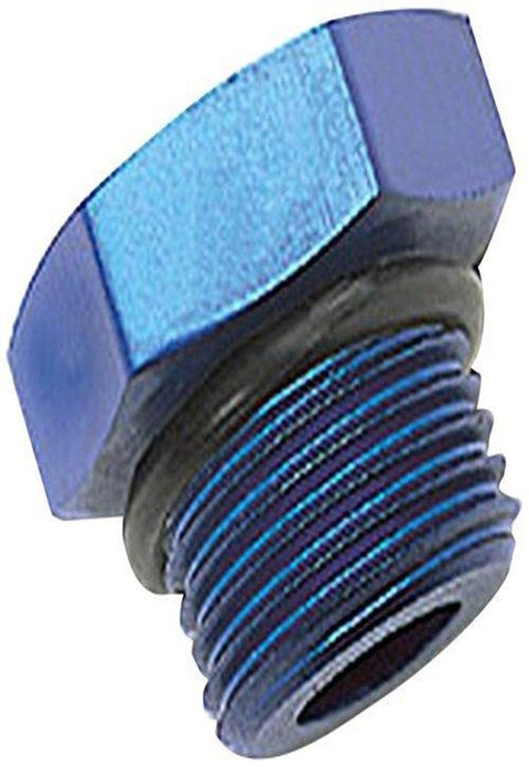 Edelbrock/Russell 660270 Blue Anodized Aluminum -6AN Straight Thread Plug Adapter