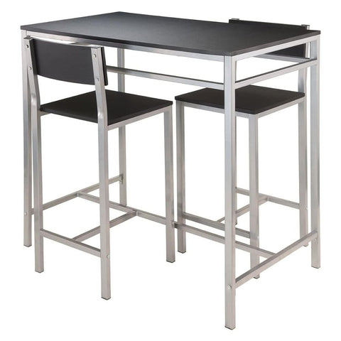 Oakestry Hanley 3-piece Dining Set Black Rectangular Table with Four Spacious Seats Includes Sturdy Metal Frame Faux Leather Upholstery Ideal for Modern and Contemporary Dining Spaces