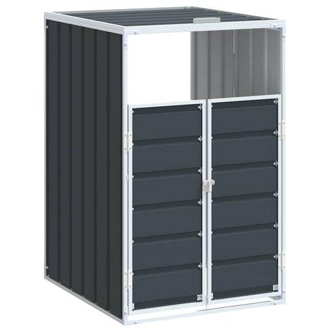 vidaXL Anthracite Wheelie Bin Storage Single Steel Outdoor Holder -, Expandable Design 28.3"x31.9"x45.3"