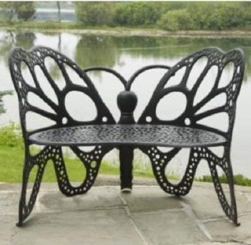 Flower House FHBFB06 Butterfly Bench, Black