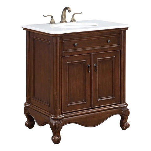 Elegant Kitchen and Bath Berkshire 30" Solid Wood Bathroom Vanity in Brown