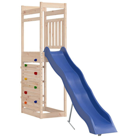 'vidaXL Outdoor Playset - Solid Pinewood Kids Playground with Wave Slide, Rock Wall, Sandpit - Fun and Safe Equipment for Backyard Adventure