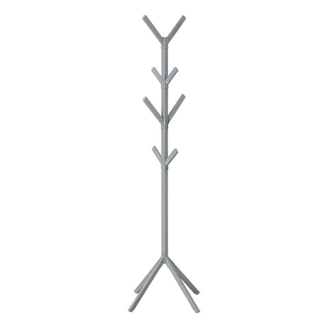 Monarch Specialties I 2058 Coat Rack, Hall Tree, Free Standing, 8 Hooks, Entryway, 70" H, Bedroom, Metal, Grey, Contemporary, Modern
