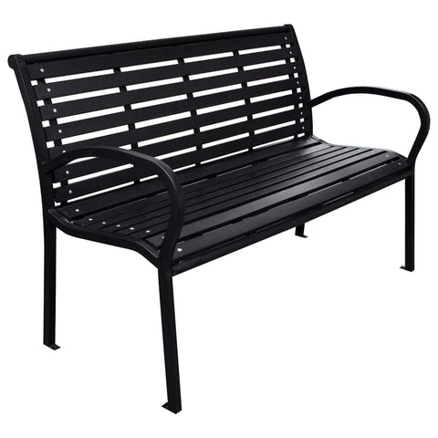 vidaXL 45.7" Patio Bench in Black - Industrial Style Outdoor Furniture Made from Durable WPC and Steel