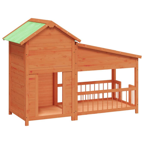 vidaXL - Dog Kennel Outdoor Pet House Crate Cage with Water- Roof - Solid Pine Wood, Brown, Ideal for Dogs, Cats, Rabbits, Chickens, Large Entrance, 56.3" x 23.8" x 42.9" Dimensions