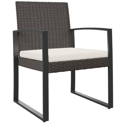vidaXL Brown Garden Patio Dining Chairs Set - Polypropylene Rattan Terrace Furniture - Outdoor Seating with Armrests and Backrests - Powder-Coated Steel Frame