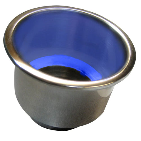 Whitecap S-3511BC Flush Mount Cup Holder W/Blue Led Light - Stainless Steel