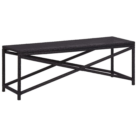 vidaXL 47.2 in Black Modern Garden Bench Water Resistant Poly Rattan Seating for Outdoor Spaces Durable Powder Coated Steel Frame Two Furniture Patio