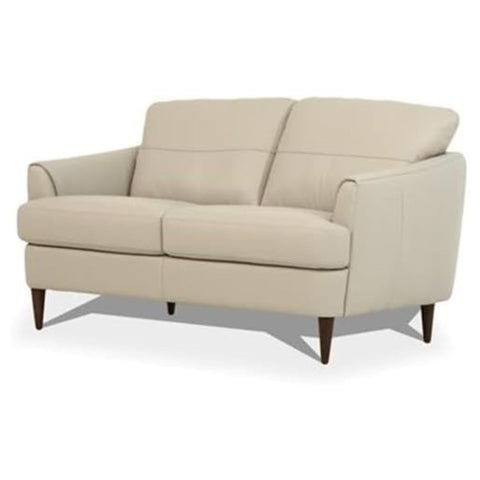 Oakestry Tacoma Leather Loveseat Beige Upholstered Compact Two Seater Comfortable Elegant Modern Living Room Furniture Stylish Accent Sofa Premium Home Décor Small Space Seating Contemporary Couch