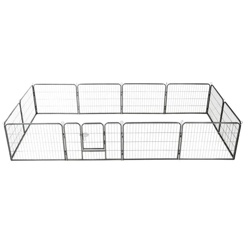 vidaXL Dog Playpen - Heavy-Duty Steel Panels with Secure Latch, Customizable Shape, Indoor & Outdoor Use, Easy Setup, Black, 31.5"x23.6"