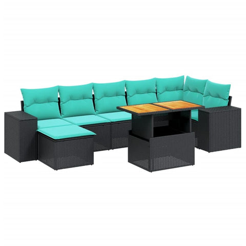 vidaXL Patio Sofa Set with Cushions 8 Piece, Outdoor Sectional Sofa Couch, Patio Conversation Set for Garden Backyard, Black Poly Rattan