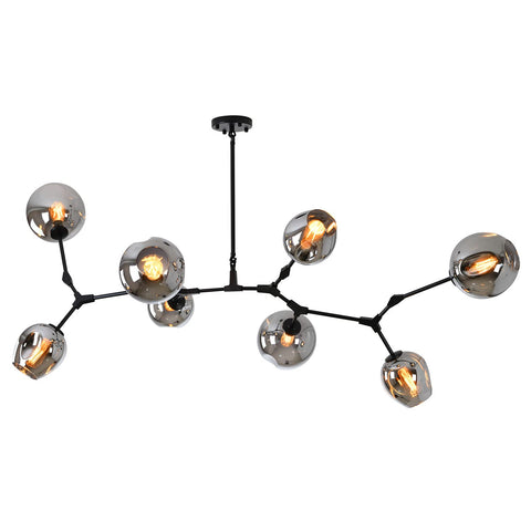 BETHEL Matte Black Frame Ceiling Fixture with DENTED Smoke Glass Shades