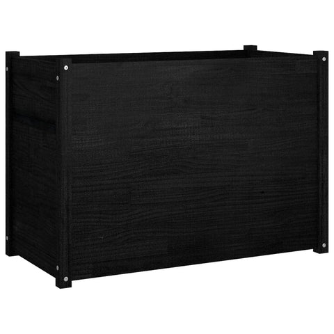 vidaXL Solid Wood Garden Planter - Pine - Rectangular - Black - Large - Weather- - Outdoor - Flowers and Plants - 39.4" x 19.7" x 27.6" - Assembly Required