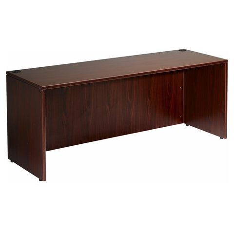 Oakestry Mahogany Office Credenza Shell 66x24 Inch Rectangular Desk Base Laminate Modular Configuration Straight Edge Structure Scratch Resistant Work Surface Hutch Compatible Professional Workspace