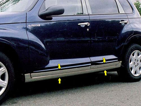 QAA is Compatible with 2001-2010 Chrysler PT Cruiser 8 Piece Stainless Rocker Panel Trim, Lower Kit, 5" Width TH41700