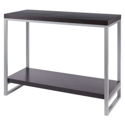 Oakestry Jared Console Table Espresso Finish Wood Construction Spacious Design Ideal for Entryways Living Rooms or Hallways Features Smooth Tabletop Perfect for Displaying Decorative Items