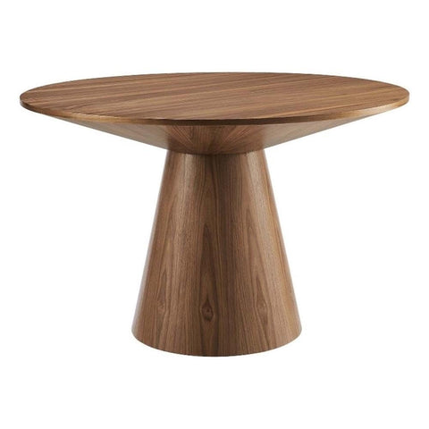 Modway Provision 47" Round Wood Grain Dining Table in Walnut