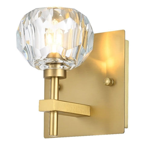 Elegant Lighting Graham 1-Light Modern Crystal Wall Sconce in Gold