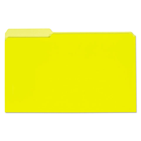 Universal 15304 Recycled Interior File Folders, 1/3 Cut Top Tab, Legal, Yellow (Box of 100)