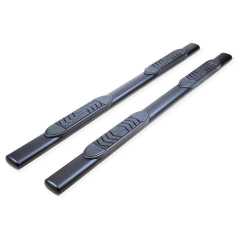 Trail FX Side Step Bars 5 Inch Oval Straight Nerf Bars with Step Pads and Bed Step Fits 2024-2025 Toyota Tacoma Black Powder-Coated Steel Rocker Panel Mount Bolt On Installation TrailFX A7102T