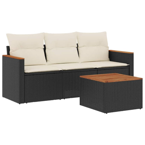 vidaXL Garden Sofa Set Black PE Rattan 4 Piece Set Adjustable Armrests