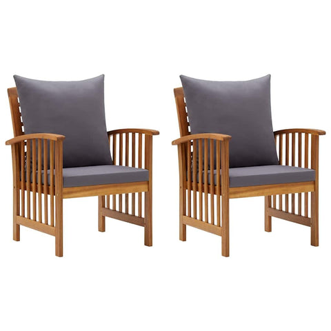 vidaXL Patio Chairs, 2 Pcs, Patio Dining Chair with Armrest, Wood Slat Back Outdoor Dining Chair for Garden Lawn, with Cushions, Solid Wood Acacia
