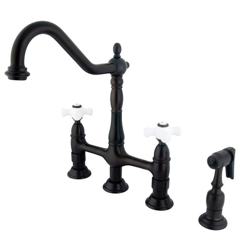 Kingston Brass Elements of Design ES1275PXBS New Orleans 8' Center Kitchen Faucet with Side Sprayer, 8- 3/4', Oil Rubbed Bronze