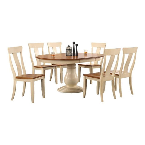 45In.x45In.x63In. Antiqued Caramel Biscotti Panel Back 7-Piece Bella Dining Set