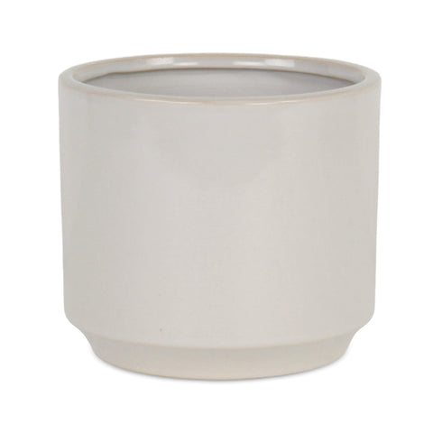 Cheungs Elegora 6.5" Round Ceramic Plant Pot – Off-White Smooth Cylinder Planter for Indoor Gardening, Modern Minimalist Decor